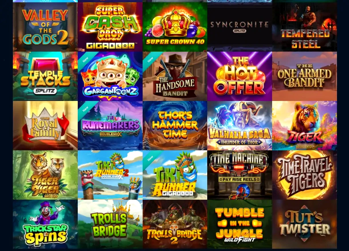 Interface mobile du casino Betonred avec jeux de slots et menu navigation